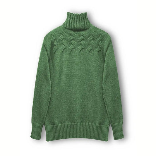 Plus Size Women's Turtleneck Sweater Solid Color Long Sleeve Patterned Knit Top For Autumn And Winter