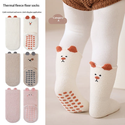 Learning Socks Cartoon Home Socks Children Fleece-lined