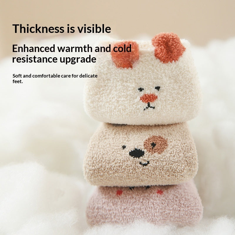 Learning Socks Cartoon Home Socks Children Fleece-lined