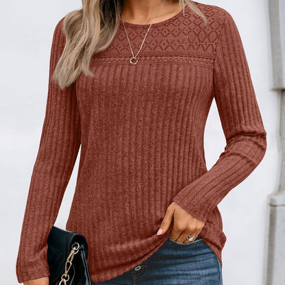 Women's Hollow Out Pullover - Soft Lightweight Long Sleeve Top For 2025 Spring Fall Outfits