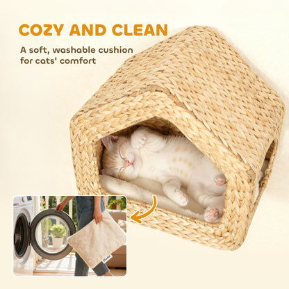 Cat Wall Mounted Condo with Washable Cushion, Natural